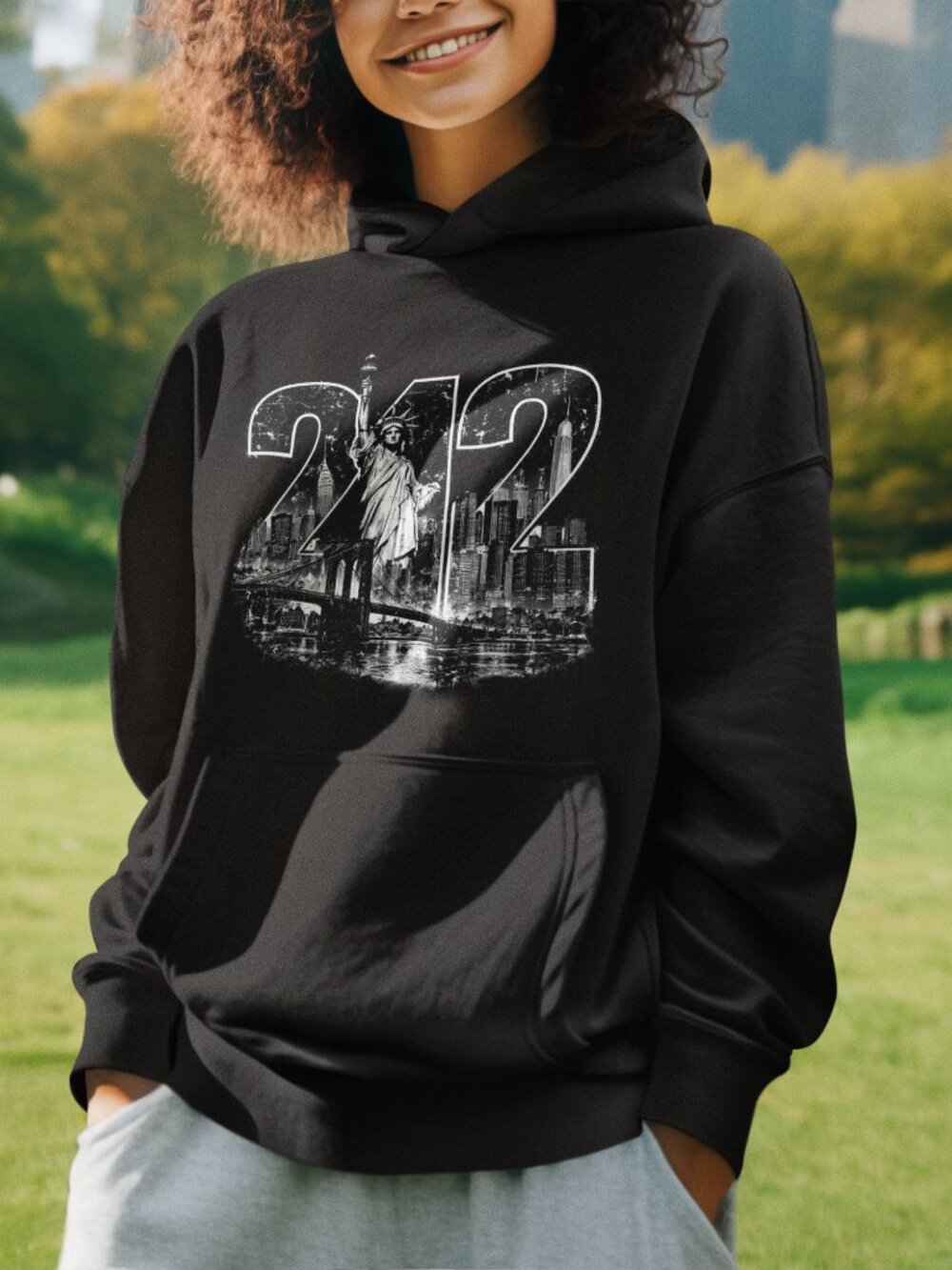 212 New York Hoodie – Distressed Skyline Graphic Hoodie - UNISEX